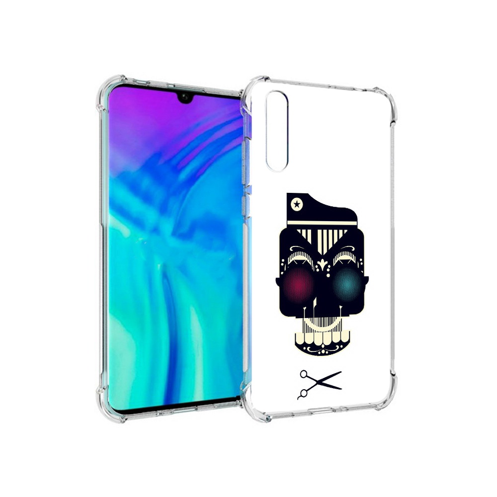 

Чехол MyPads Tocco для Huawei Enjoy 10s черно белый скелет с яркими глазами, Прозрачный, Tocco