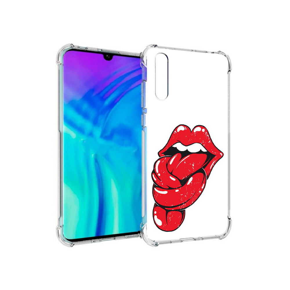 

Чехол MyPads Tocco для Huawei Enjoy 10s яркие губы с языком, Прозрачный, Tocco