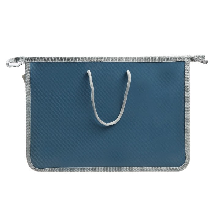 

Папка пластиковая с ручками,А3,молния сверху,Офис,прозрачная/синяя,рифленая(470х335х55мм), Синий