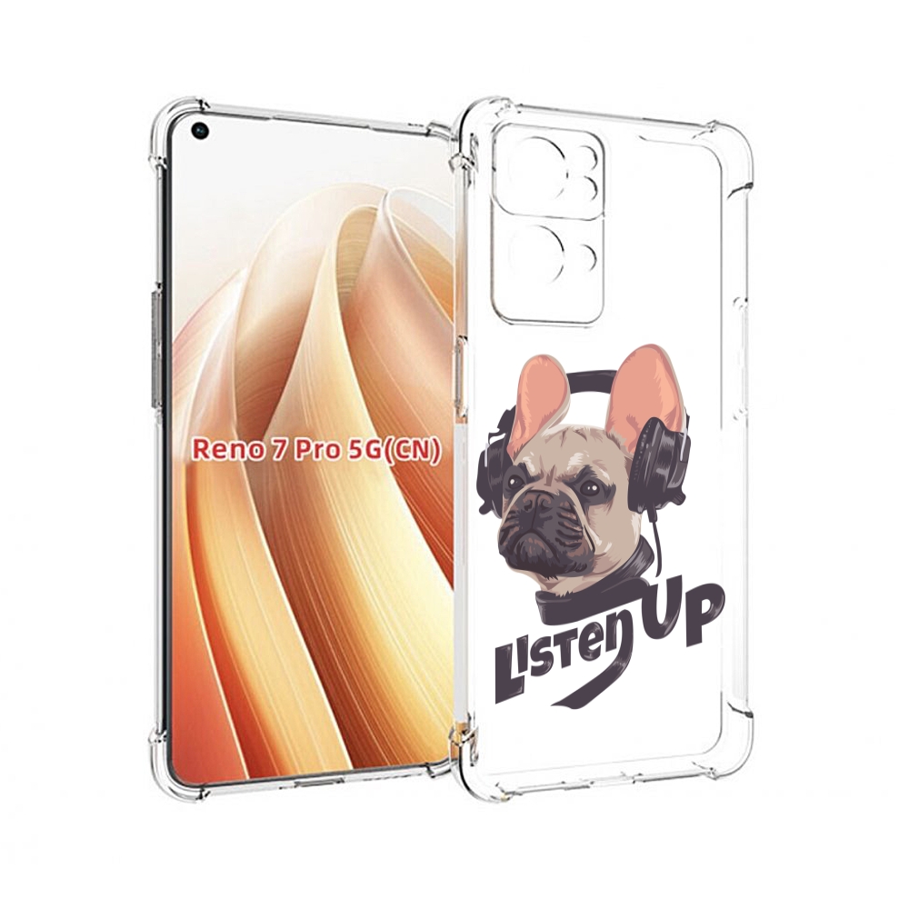 

Чехол MyPads бульдог-слушает-музыку для OPPO Reno7 Pro 5G, Прозрачный, Tocco