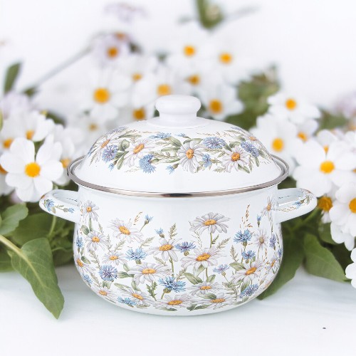 

Кастрюля Agness с крышкой, эмалированная сталь, 2,8 л, Белый