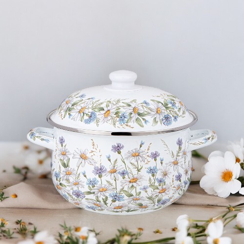 

Кастрюля Agness с крышкой, эмалированная сталь, 3,6 л, Белый