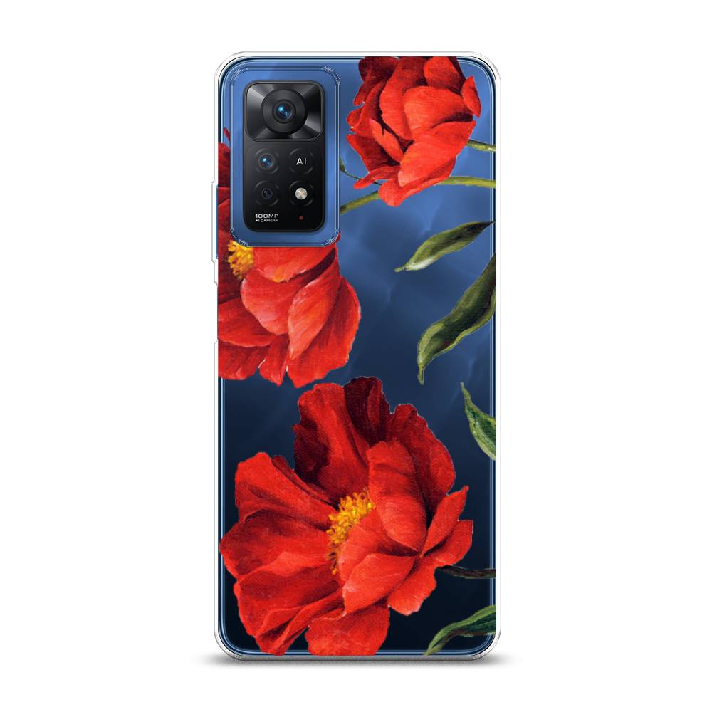 фото Силиконовый чехол "красные маки" на xiaomi redmi note 11 pro awog