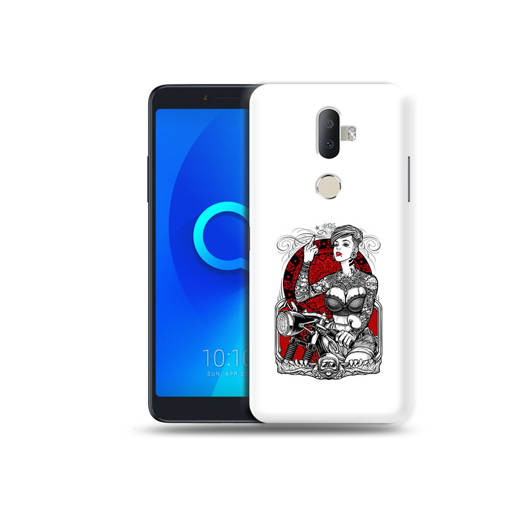 

Чехол MyPads Tocco для Alcatel 3V девушка на мотоцикле, Прозрачный, Tocco