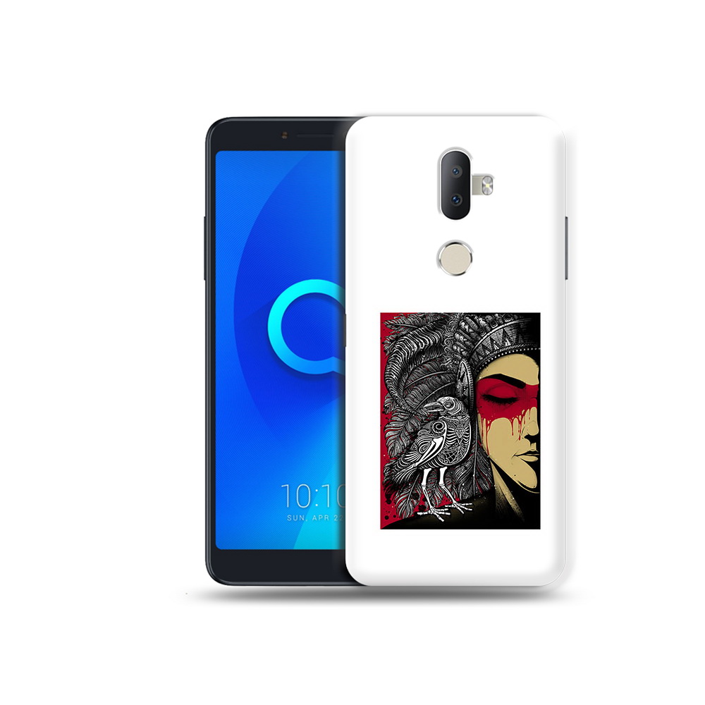 

Чехол MyPads Tocco для Alcatel 3V девушка с вороном в абстракции, Прозрачный, Tocco