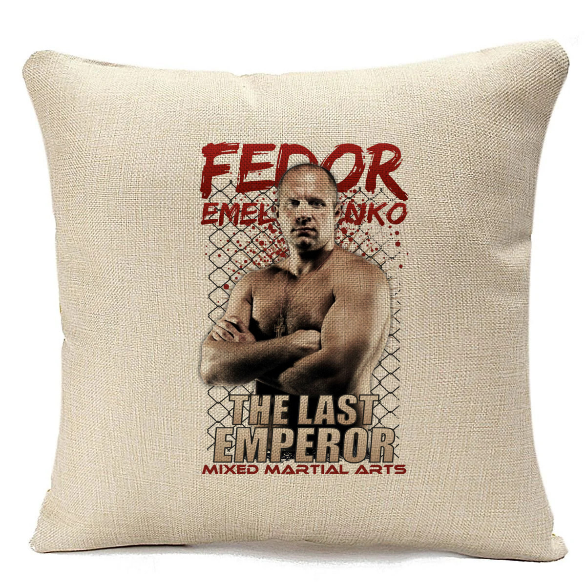 

Подушка бежевая CoolPodarok Fedor Emelyanenko. The last emperor