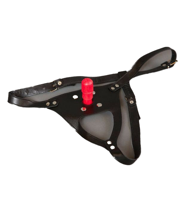 Трусики для страпона Podium со штырьком кожаные