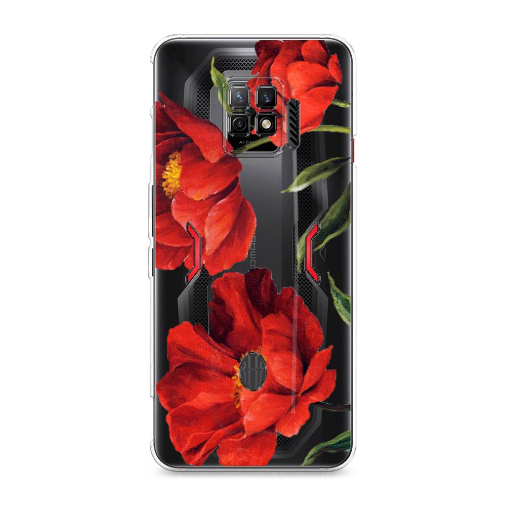 фото Силиконовый чехол "красные маки" на zte nubia red magic 7 pro awog