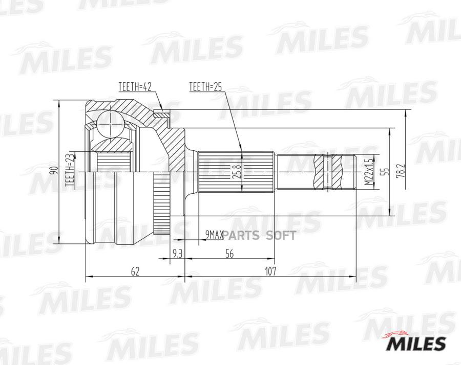 

Шрус Nissan Sunny 1.6-2.0 90-95 Нар.(Abs) Miles арт. GA20336