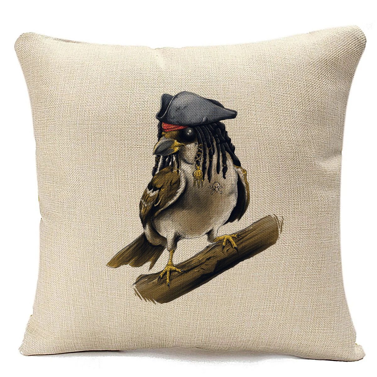 

Подушка бежевая CoolPodarok Животные Птица разбойник, Бежевый