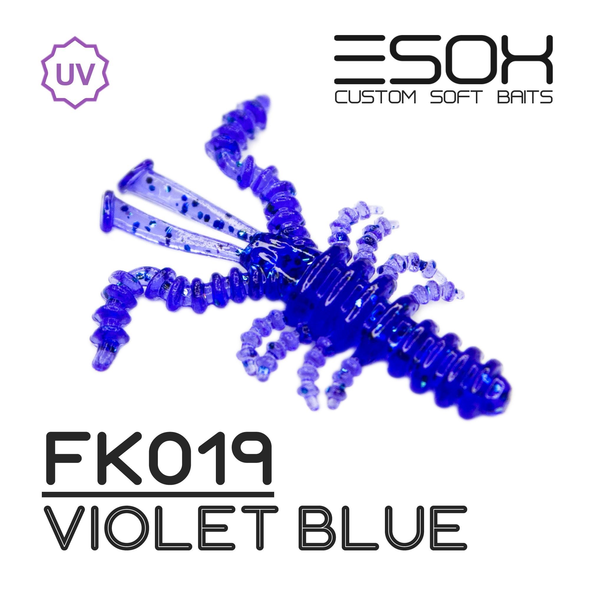 Силиконовая приманка Esox Musya 35 мм цвет FK019 Violet Blue 9 шт