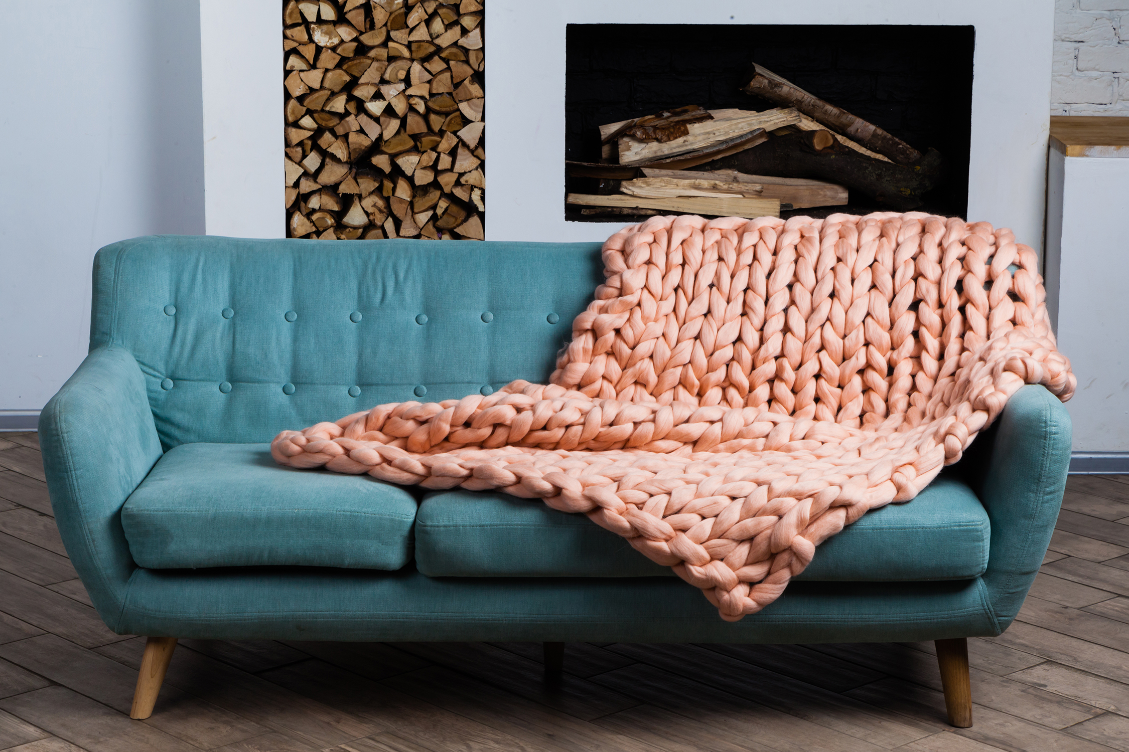 фото Плед крупной вязки из шерсти мериноса 130*170см woolmerino.ru