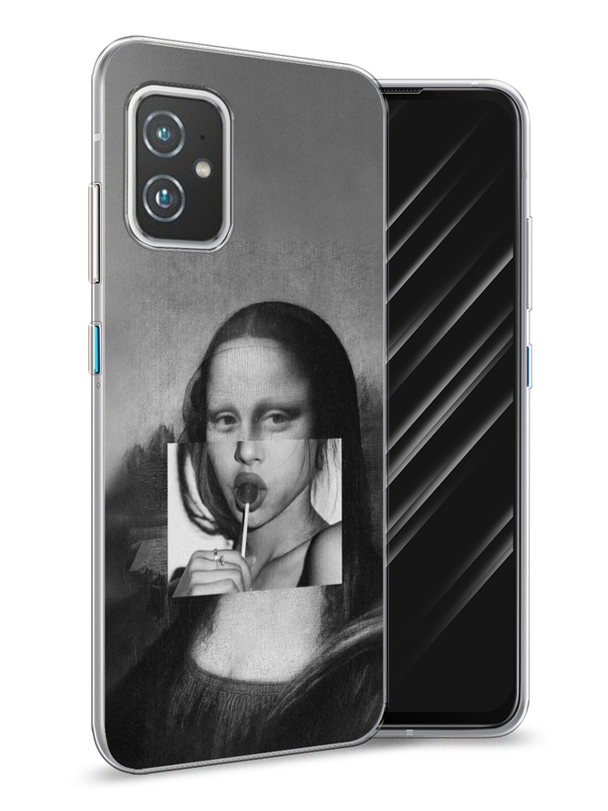 

Чехол Awog на Asus ZenFone 8 "Mona Lisa sucking lollipop", Серый, 44450-9