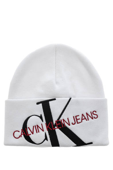 Шапка бини женская Calvin Klein Jeans K60K606889 белая/черная/красная, one size