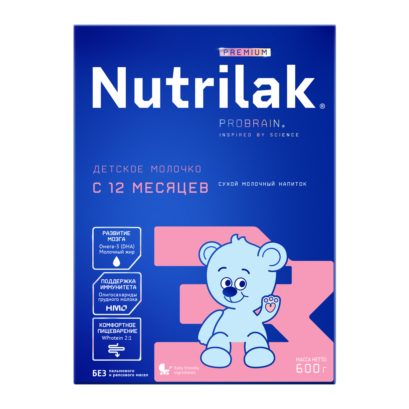 Смесь молочная сухая Nutrilak Premium 3, с 12 месяцев, 600г молочная смесь nutrilak premium 2 нутрилак с 6 мес без пальмового масла 600 г 2 шт