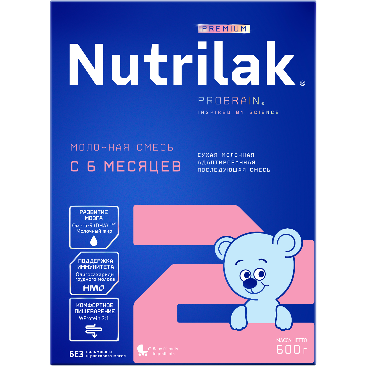 Смесь молочная сухая Nutrilak Premium 2, с 6 до 12 месяцев, 600г