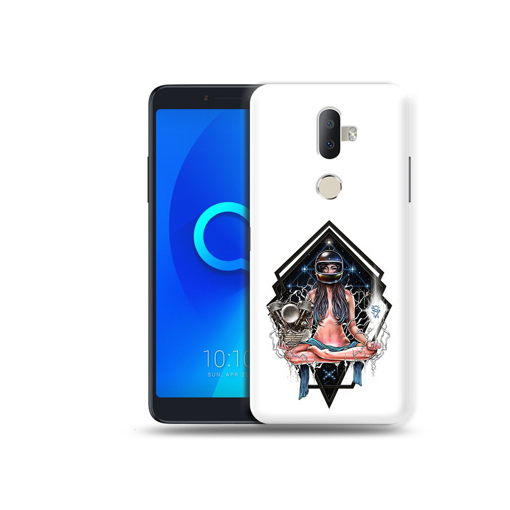 

Чехол MyPads Tocco для Alcatel 3V красивая девушка в шлеме, Прозрачный, Tocco
