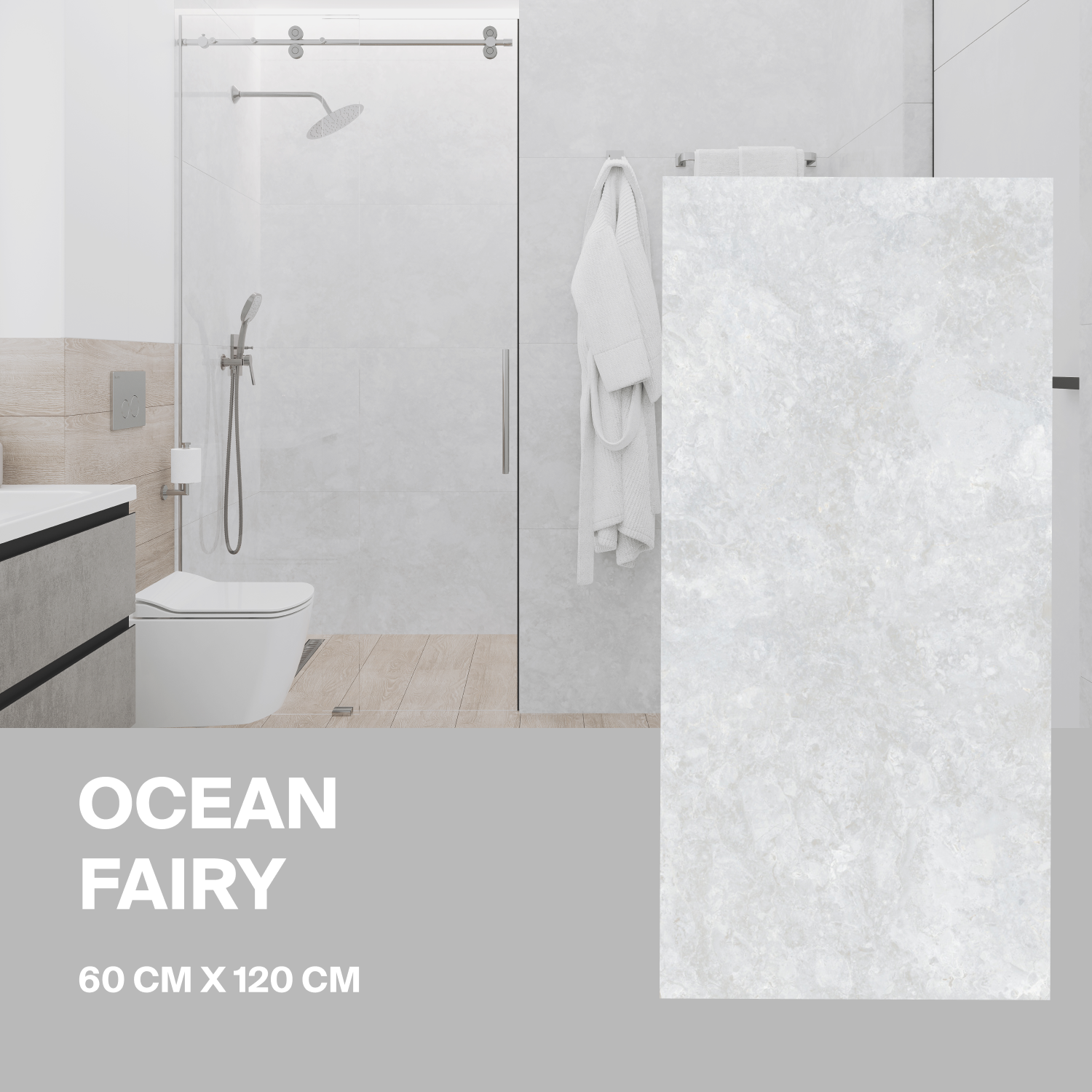 Керамогранит Ceradim Ocean Fairy светло-серый 60х120 Полированный уп. 1.44 м2 (2 плитки)