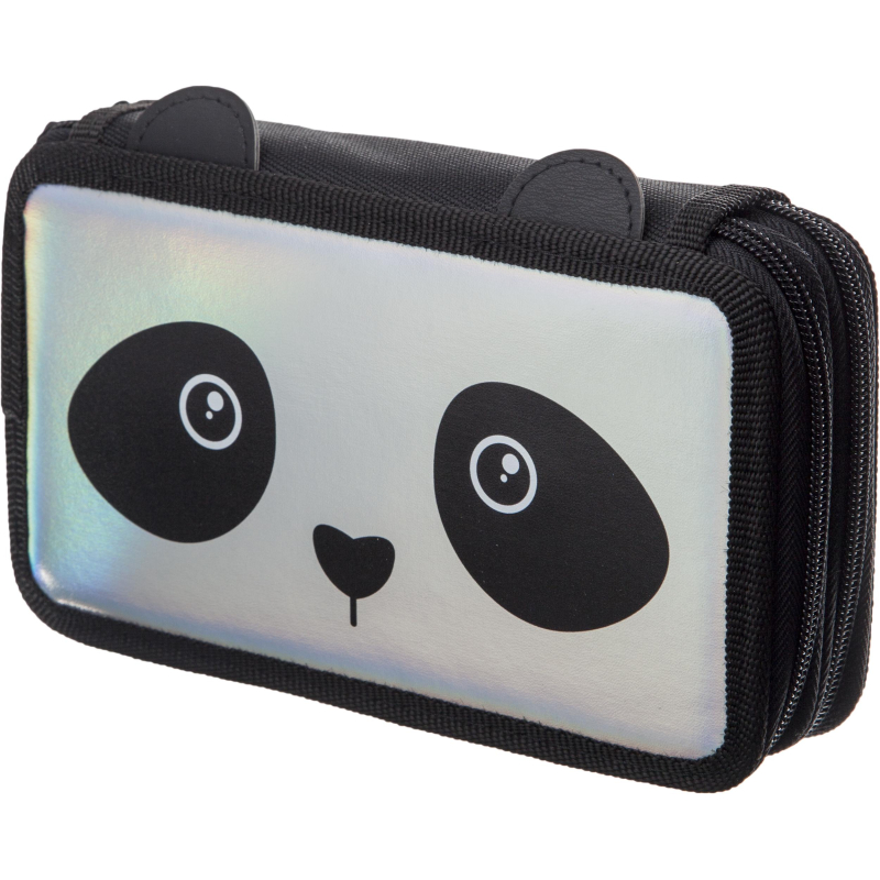 Пенал №1School Panda 2 отд., кож/зам голография, 190х110 мм 100058554024