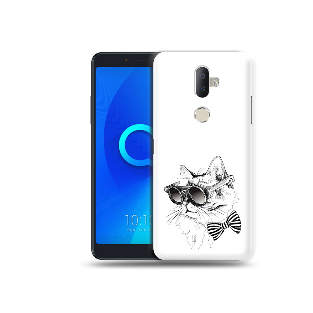

Чехол MyPads Tocco для Alcatel 3V крутая кошка в очках, Прозрачный, Tocco
