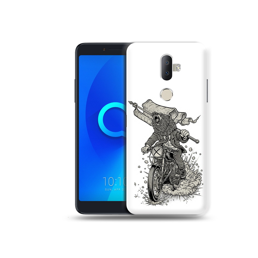 

Чехол MyPads Tocco для Alcatel 3V медведь на мотоцикле, Прозрачный, Tocco