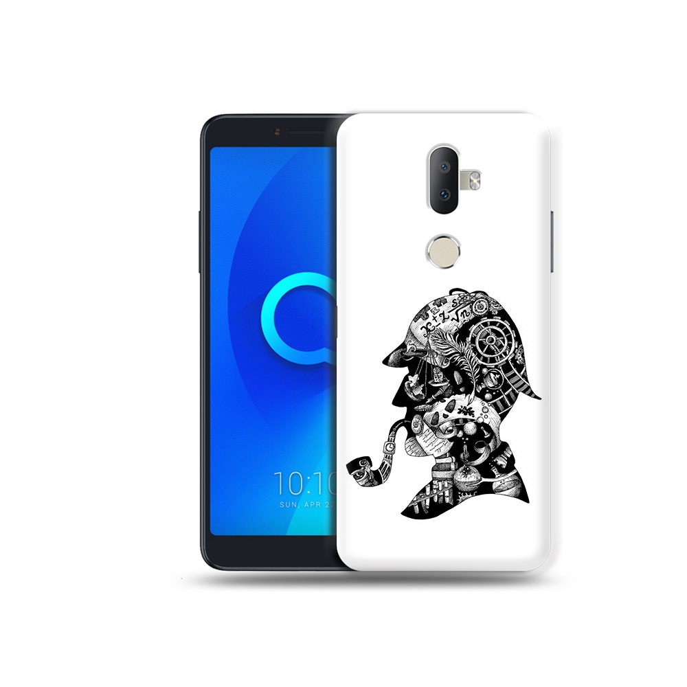 

Чехол MyPads Tocco для Alcatel 3V мужчина с трубкой абстракция, Прозрачный, Tocco