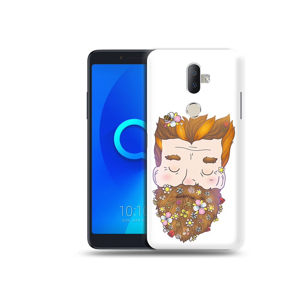 

Чехол MyPads Tocco для Alcatel 3V мужчина с цветами в бороде, Прозрачный, Tocco