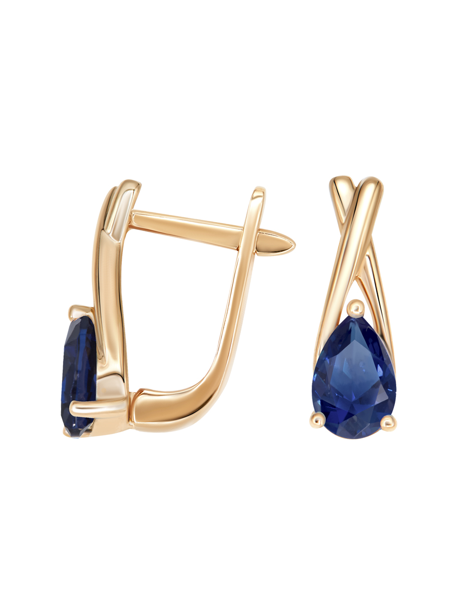 Серьги из красного золота VALTERA 111493, сапфир искусственный