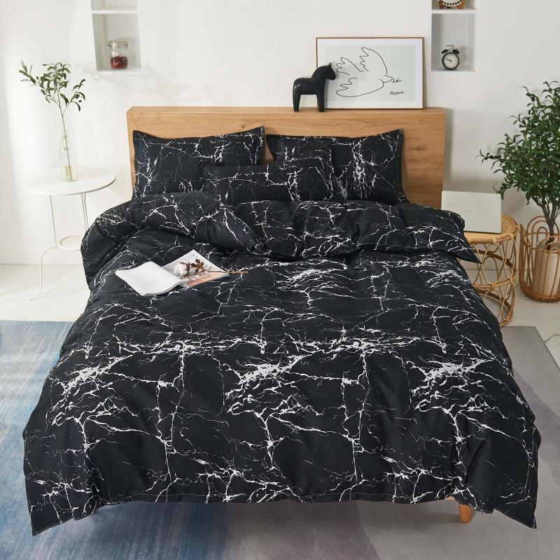 Постельное белье НА РЕЗИНКЕ Grazia Textile MBMEURO-50/M015R140 Black Marble Евро