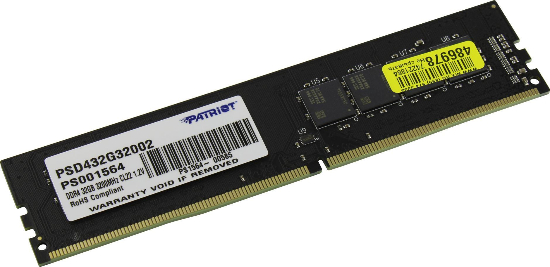 

Оперативная память Patriot Signature 32Gb DDR4 3200MHz (PSD432G32002), PSD432G32002