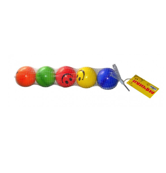 фото Набор мячей pu, смайлик, 6см/5шт в сетке (т59842) 1 toy
