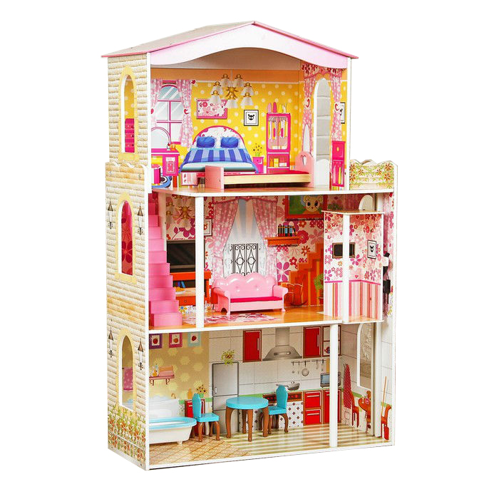 фото Кукольный дом sima-land яркий интерьер, с мебелью