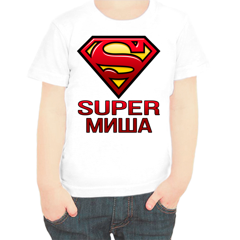 

Футболка мальчику белая 28 р-р super Миша, Белый, fdm_super_misha