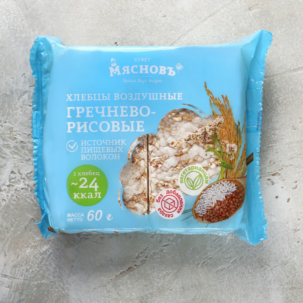 Хлебцы гречнево-рисовые МясновЪ ПЕКАРНЯ воздушные 60 г