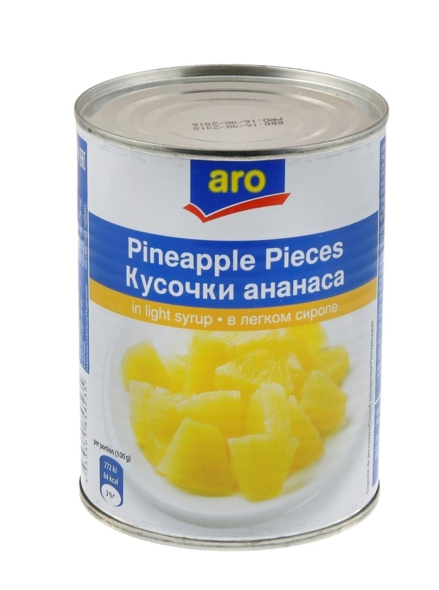 

Ананасы ARO кусочки в легком сиропе 820 г
