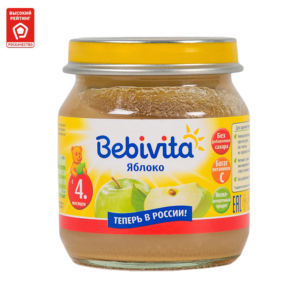 Пюре фруктовое Bebivita Яблоко с 4 мес. 100 г, 1 шт.