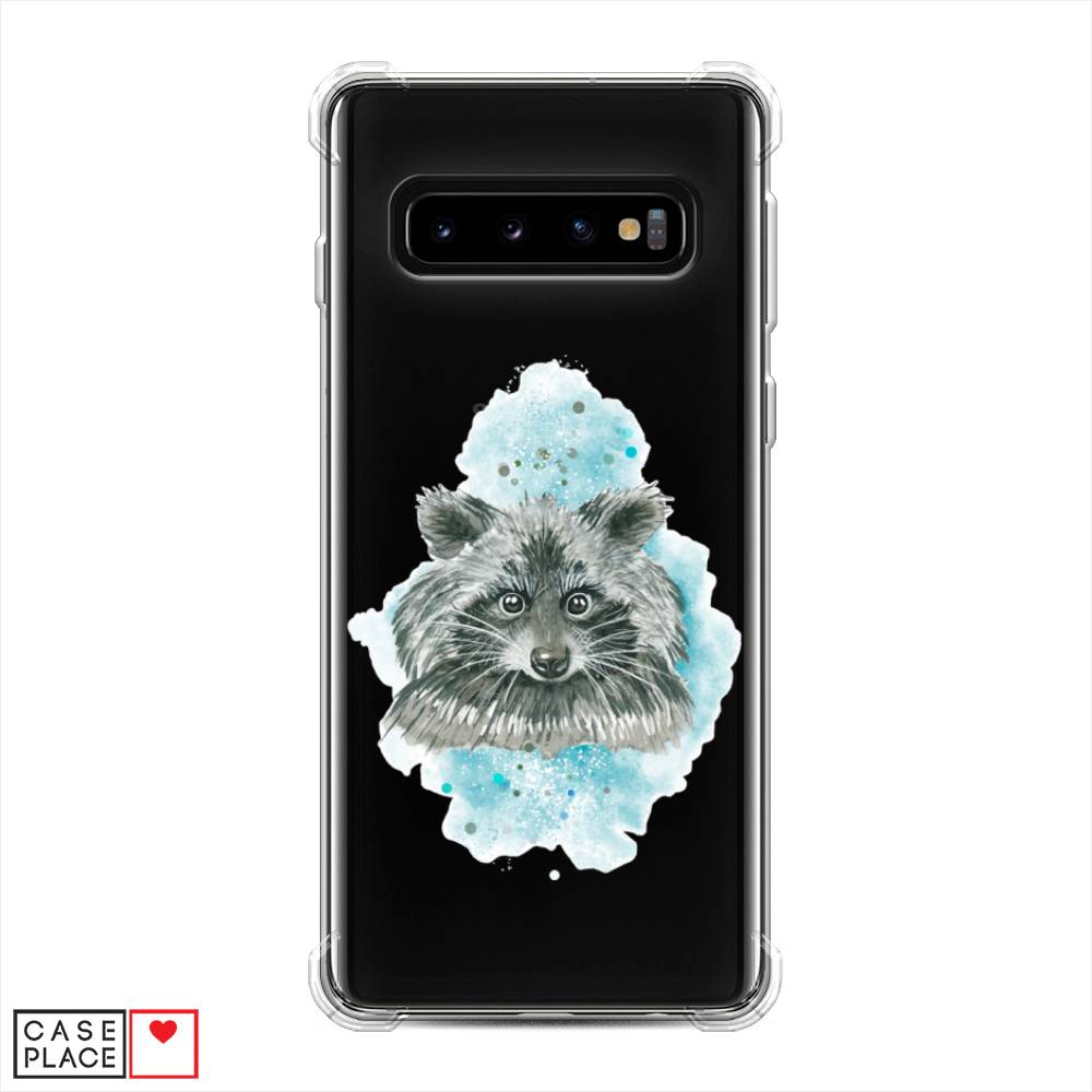 фото Противоударный силиконовый чехол "енот в голубом облаке" на samsung galaxy s10 awog