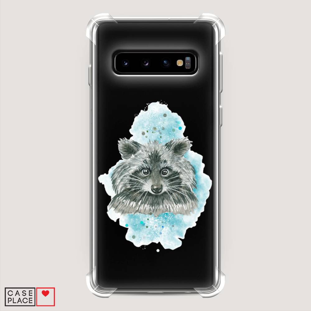 фото Противоударный силиконовый чехол "енот в голубом облаке" на samsung galaxy s10 + awog