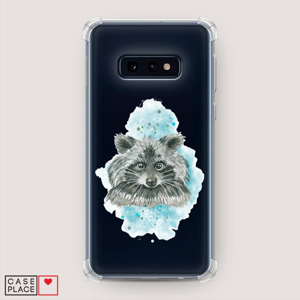 фото Противоударный силиконовый чехол "енот в голубом облаке" на samsung galaxy s10e awog