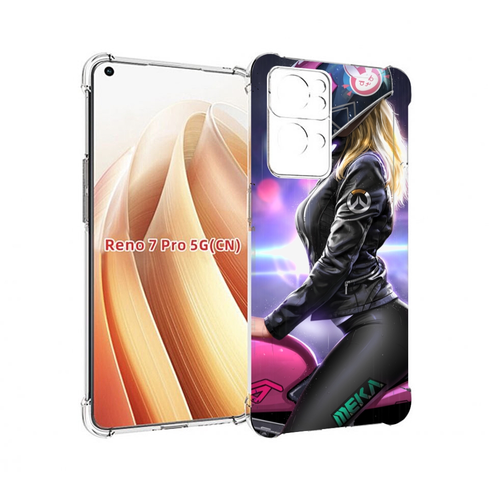Чехол MyPads девушка на мотоцикле неон женский для OPPO Reno7 Pro 5G