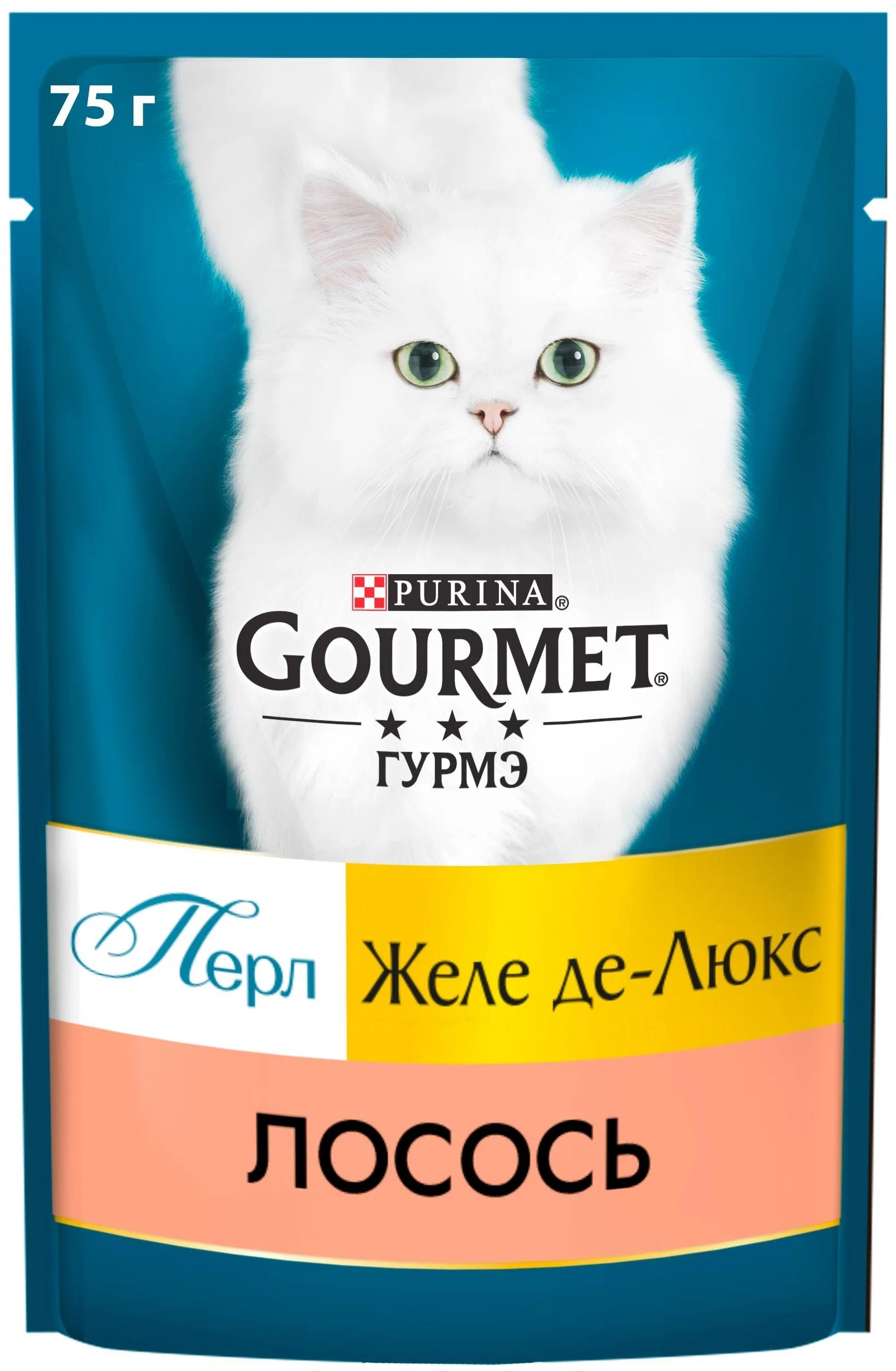 Влажный корм для кошек Gourmet Perle Де-Люкс с лососем 75г 39₽