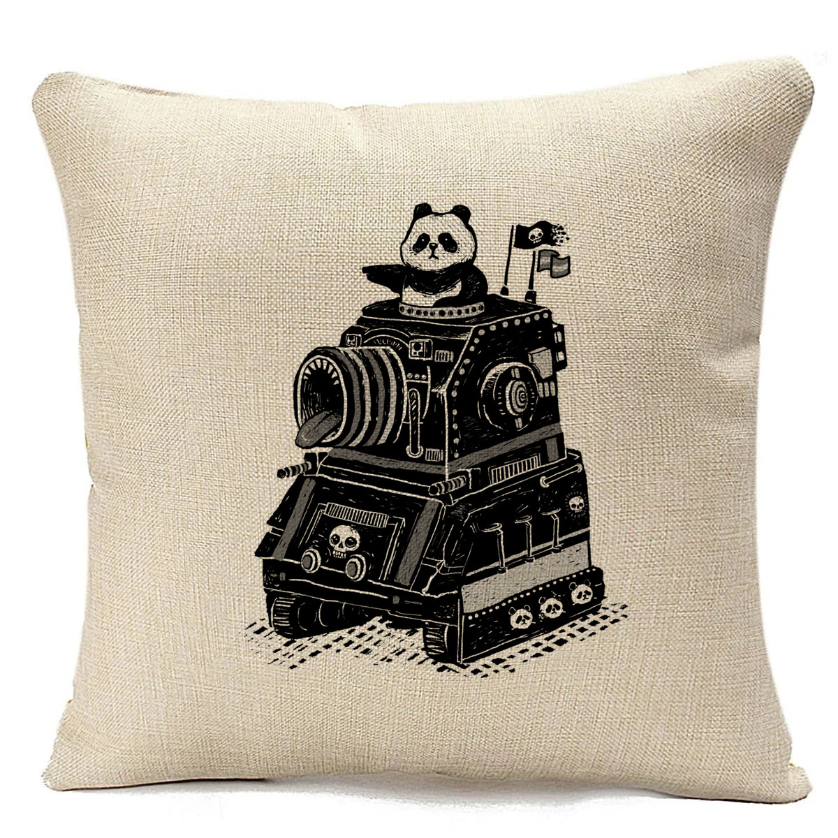 

Подушка бежевая CoolPodarok Панда начальник экипажа флаг череп, Бежевый