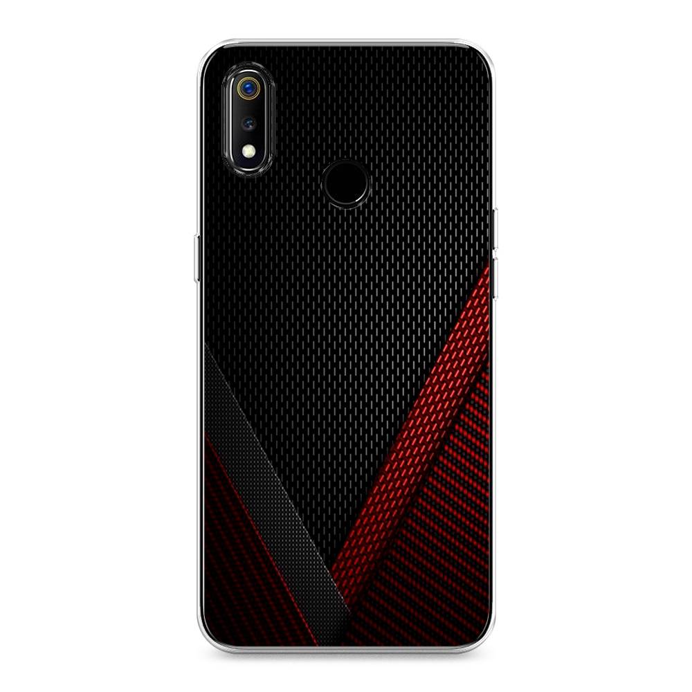 фото Силиконовый чехол "красный карбон" на realme 3 awog
