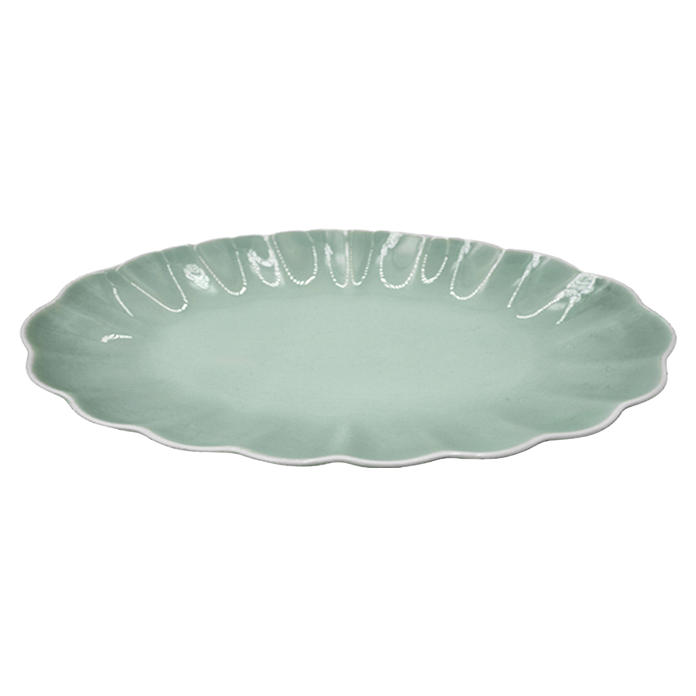 фото Сервировочная тарелка ракушка, овальная форма, мятно-голубой, 29х20х4 см, mm-plt-93 marma