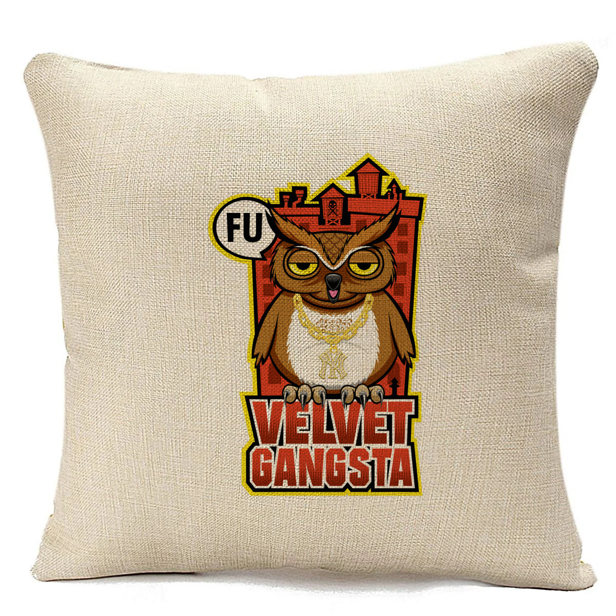 

Подушка бежевая CoolPodarok Velvet Gangsta, Бежевый