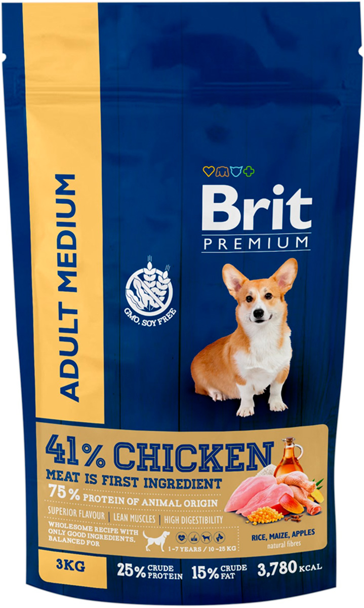 фото Сухой корм для собак brit premium by nature adult, курица, 1 кг