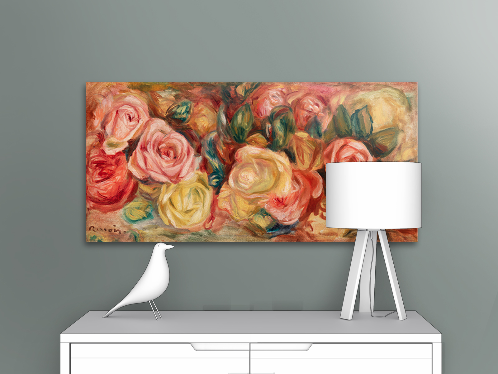 

Картина на холсте репродукция Огюста Ренуара "Розы" 35х17 см, Розы