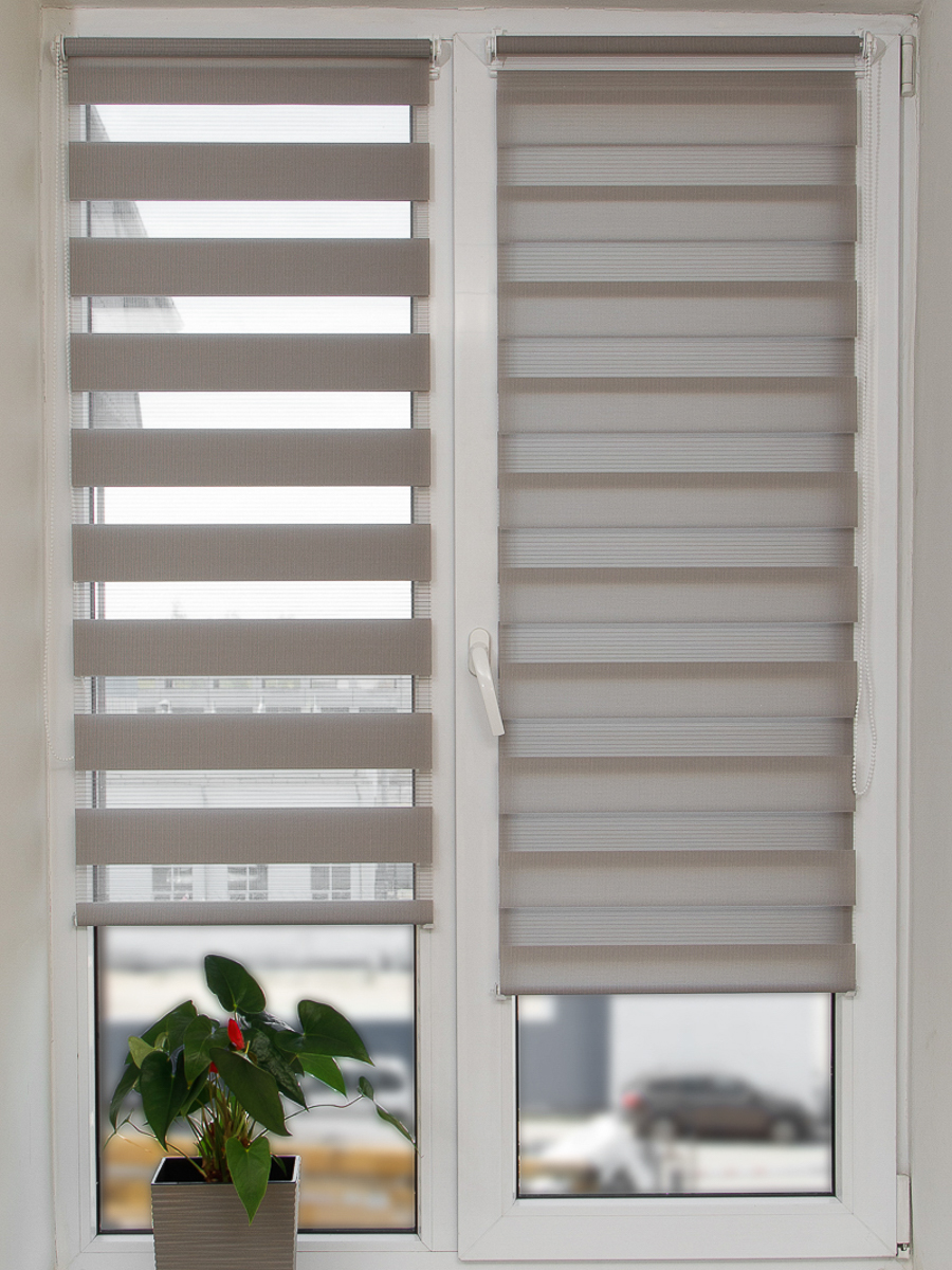 Рулонные шторы АС МАРТ день ночь жалюзи на окна 43 на 160 см серый