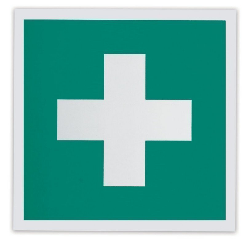 Знак Аптечка первой медицинской помощи, 200х200 мм, самоклейка, фотолюминесцентный, ЕС 0