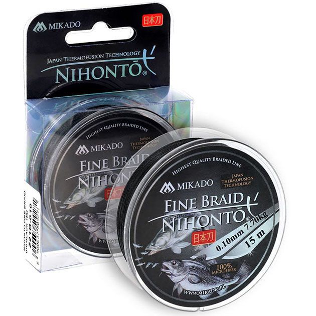 

Плетеный шнур Mikado Nihonto fine braid 030 BLACK ( 15 м), Черный, Nihonto Fine Braid